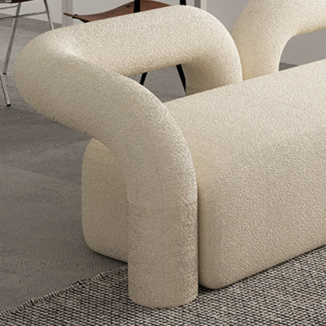 Contemporary White Sofa with Tuxedo Arm and Tight Back in Wool