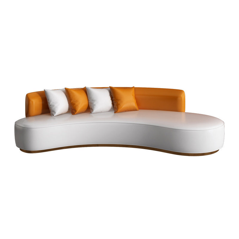 Contemporary 27.55"H Solid Color Faux Leather Armless Curved Sofa