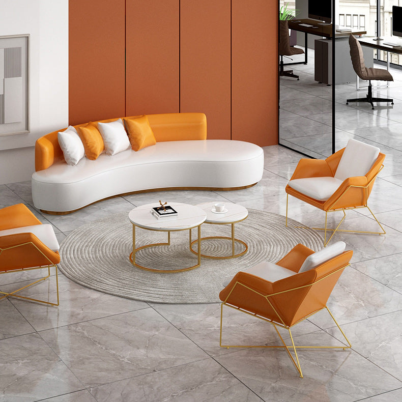 Contemporary 27.55"H Solid Color Faux Leather Armless Curved Sofa