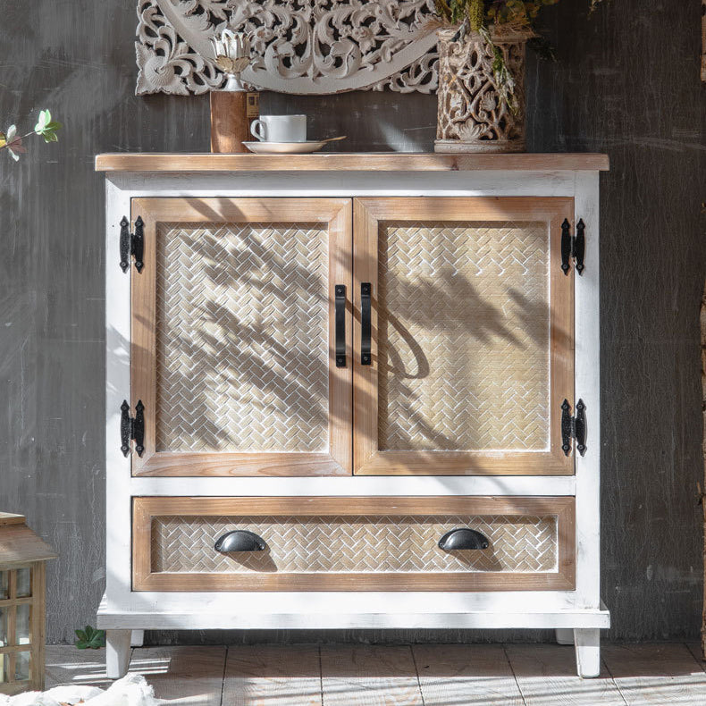 Distressed Wood 1 - Door Accent Cabinet Industrial Shelves Included Cabinet with Drawers