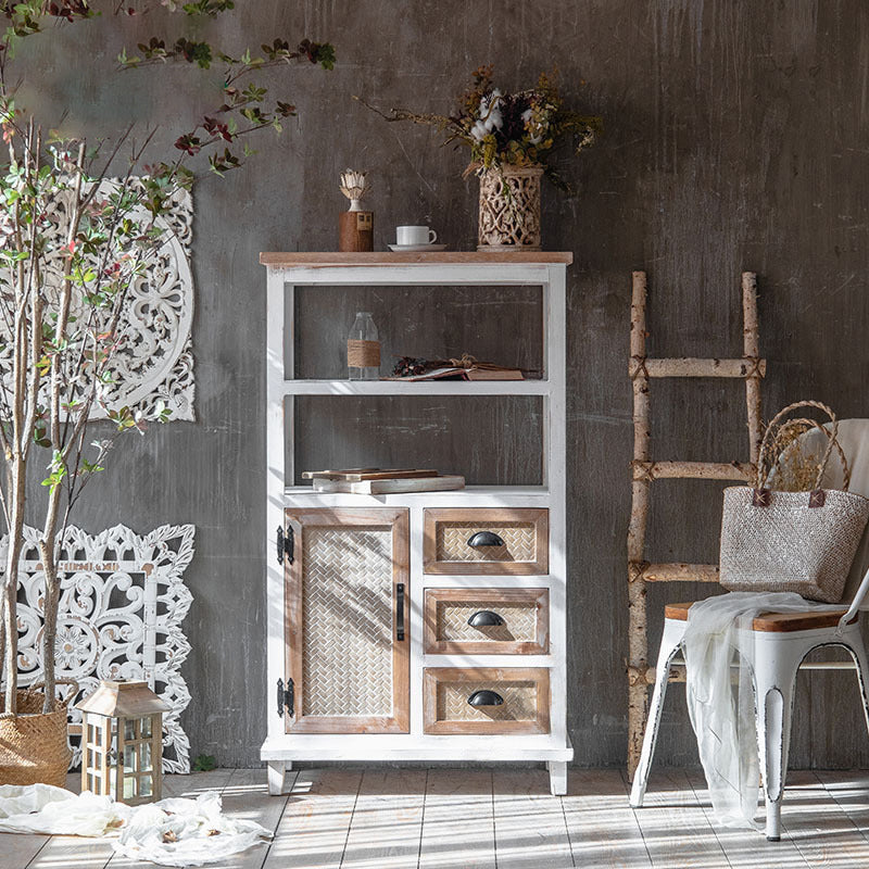 Distressed Wood 1 - Door Accent Cabinet Industrial Shelves Included Cabinet with Drawers