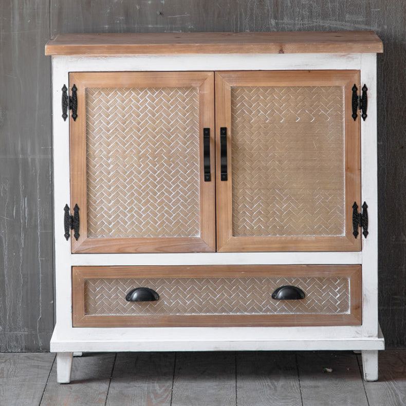 Distressed Wood 1 - Door Accent Cabinet Industrial Shelves Included Cabinet with Drawers