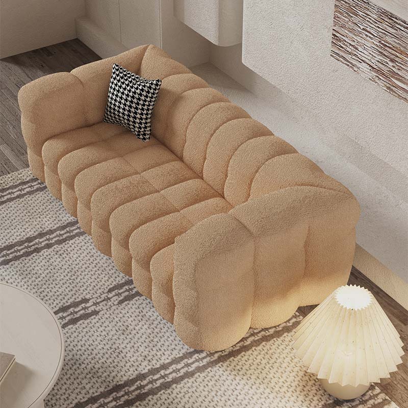 Contemporary Standard Sofa with Tufted Back and Tuxedo Arm in Brown