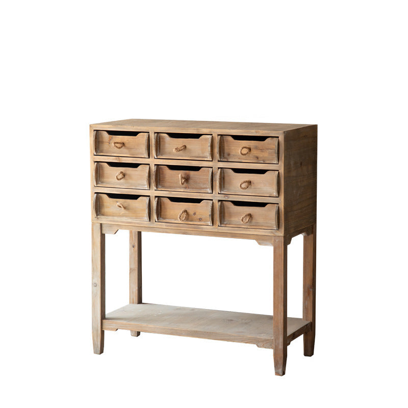 Industrial Distressed Wood Accent Cabinet in Brown with Drawers