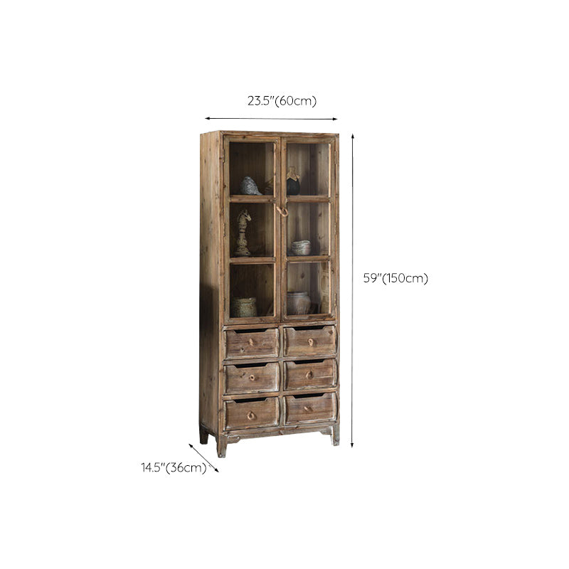 Industrial Distressed Wood Accent Cabinet in Brown with Drawers