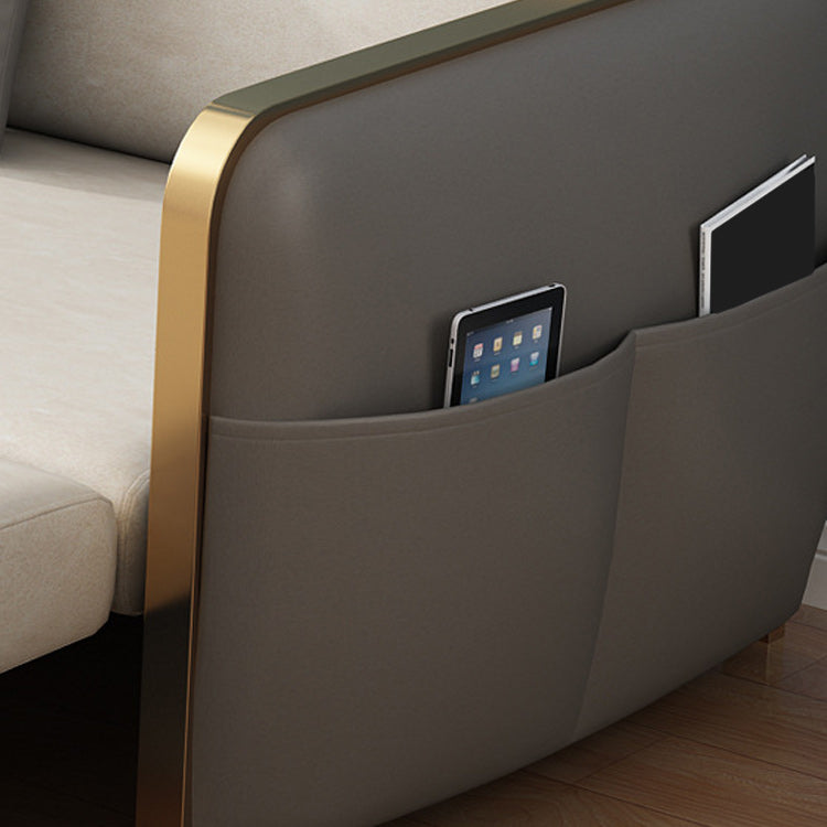 33.46" H Faux Leather Square Arm Sofa Bed with Storage For Living Room