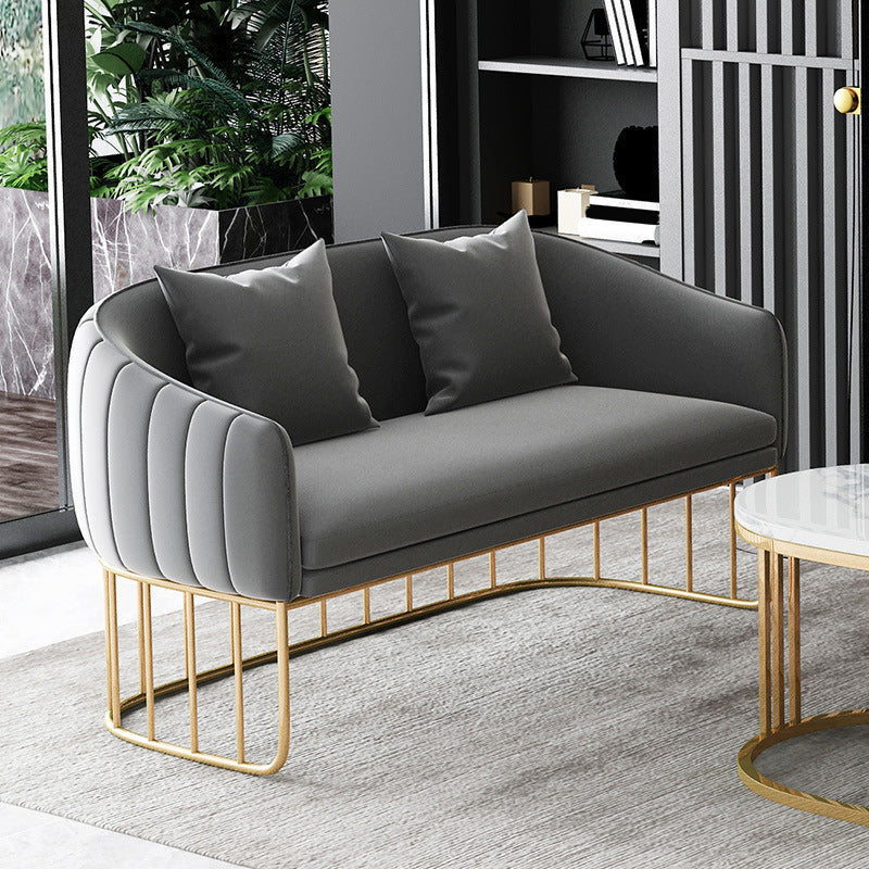 Contemporary Blue/Gray Sofa with Tuxedo Arm and Pillows for Apartment