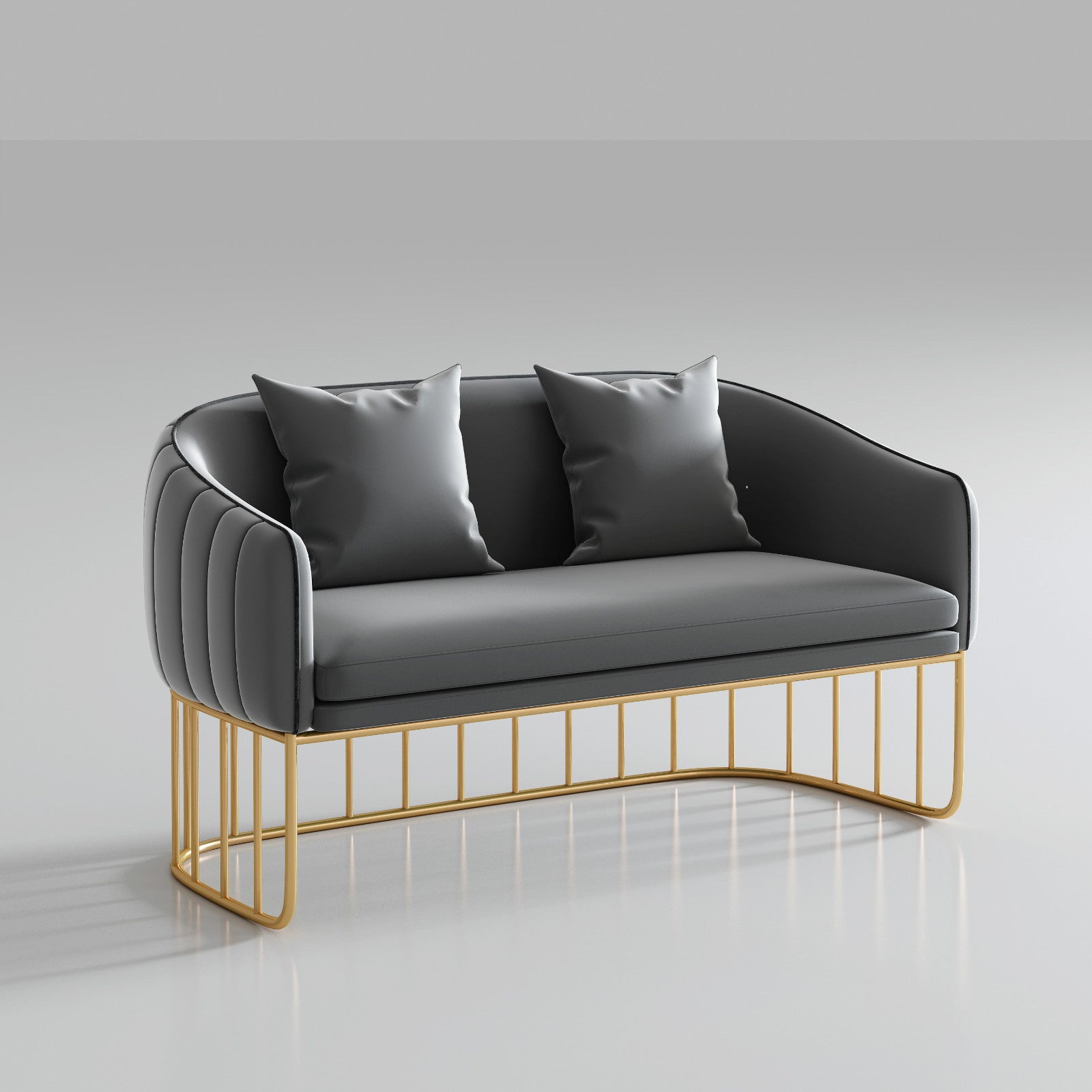 Contemporary Blue/Gray Sofa with Tuxedo Arm and Pillows for Apartment