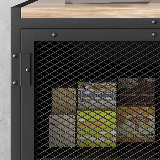 Industrial Style 39.4" Tall Chest 2 - Door Iron Accent Cabinet in Black