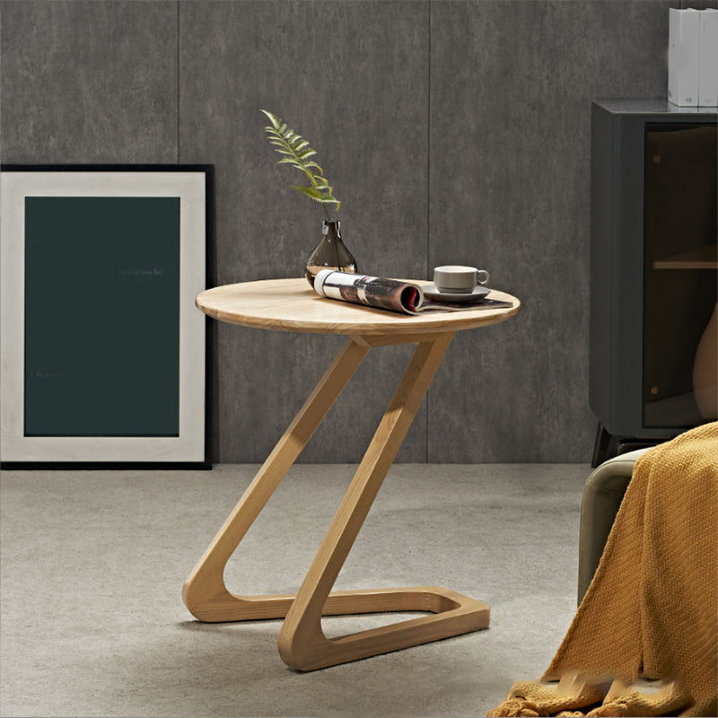 Side Table Solid Wood Abstract Round Scandinavian Living Room End Table