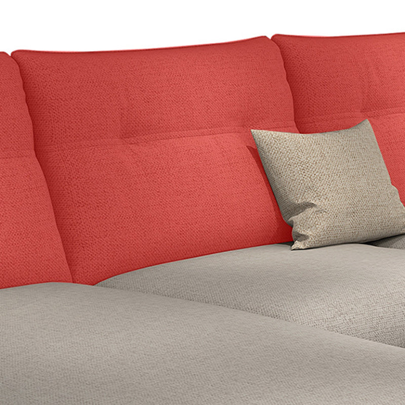 Tufted Back Sectional with Bolster Pillows Sqaure Arm Sectional