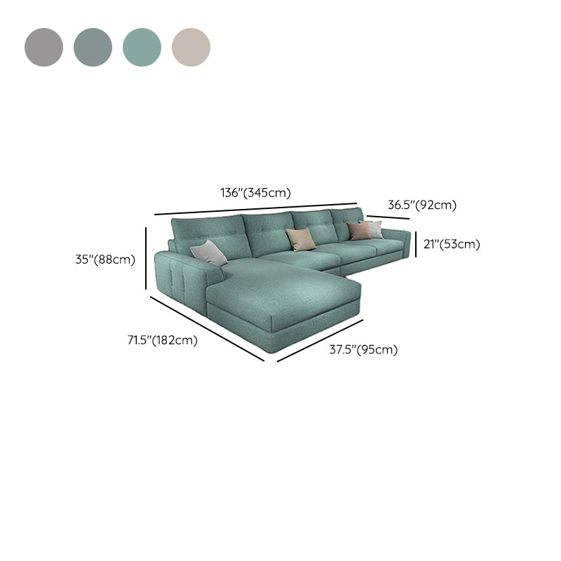 Tufted Back Sectional with Bolster Pillows Sqaure Arm Sectional