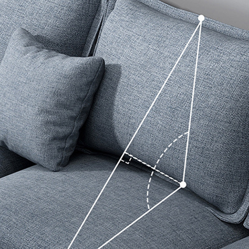 Linen Modern Square Arm Sectional 4-seater Sectional with 4 Pillows