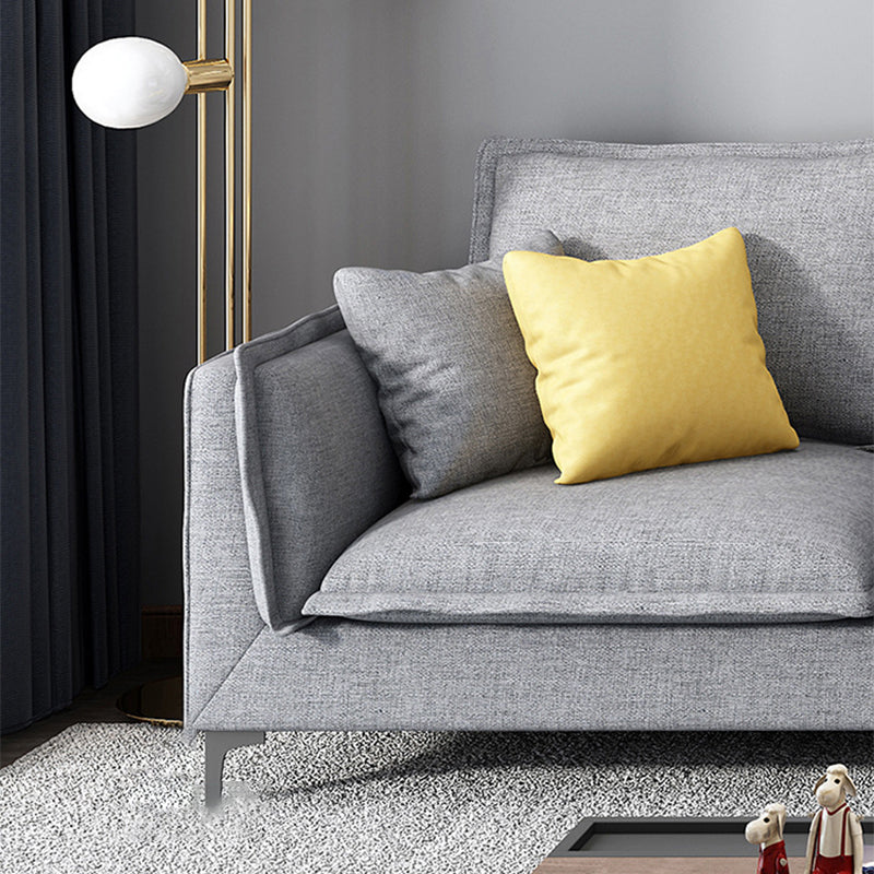 Linen Modern Square Arm Sectional 4-seater Sectional with 4 Pillows