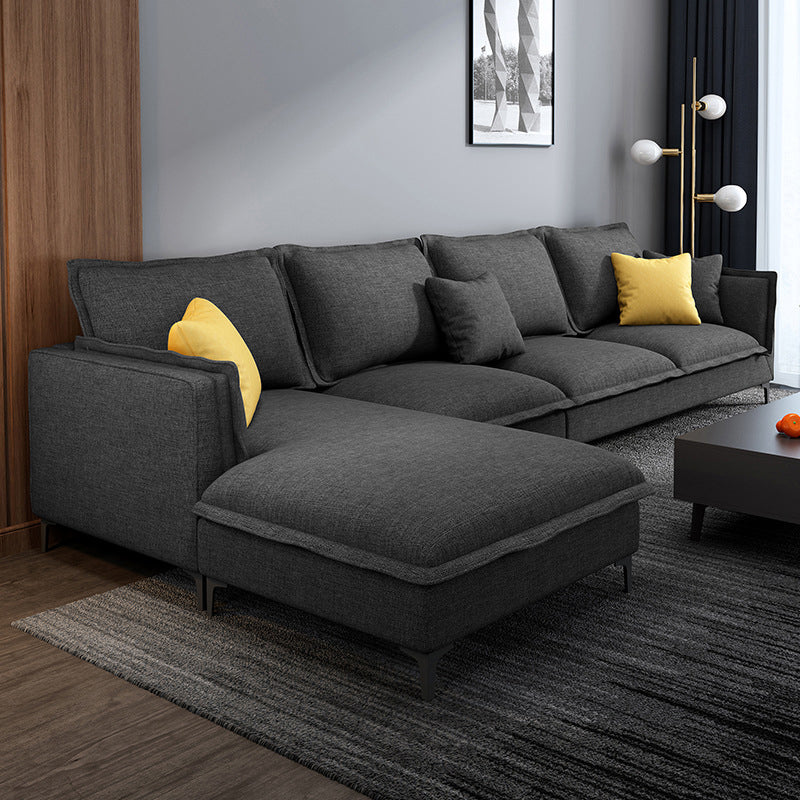 Linen Modern Square Arm Sectional 4-seater Sectional with 4 Pillows