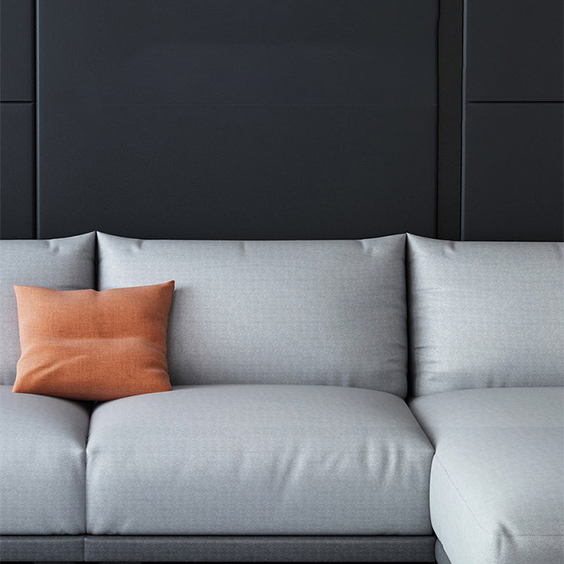 Square Arm Loose Back Sectional with Chaise Faux Leather 4-seater Sectional