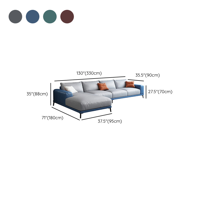 Square Arm Loose Back Sectional with Chaise Faux Leather 4-seater Sectional