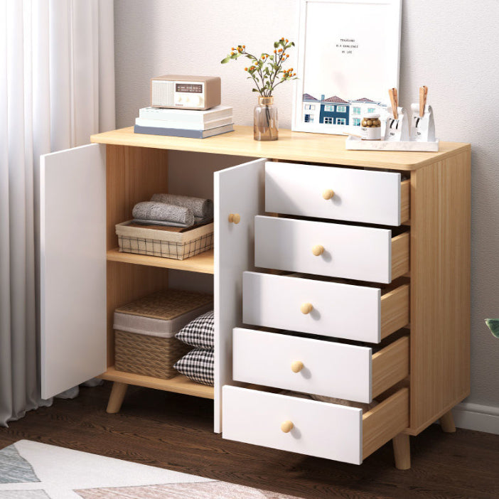 5 - Drawer 35.4" Tall Cabinet Modern 2 - Door Wooden Storage Cabinet