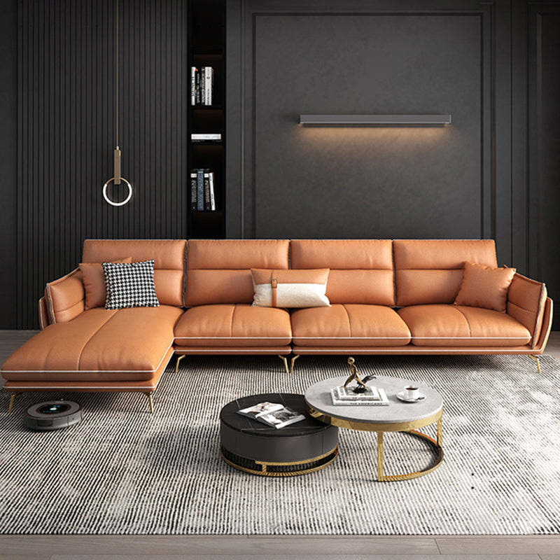 Orange Luxurious 4-seater Sectional 37.4" H Flared Arm Sectional