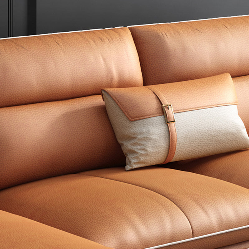 Orange Luxurious 4-seater Sectional 37.4" H Flared Arm Sectional