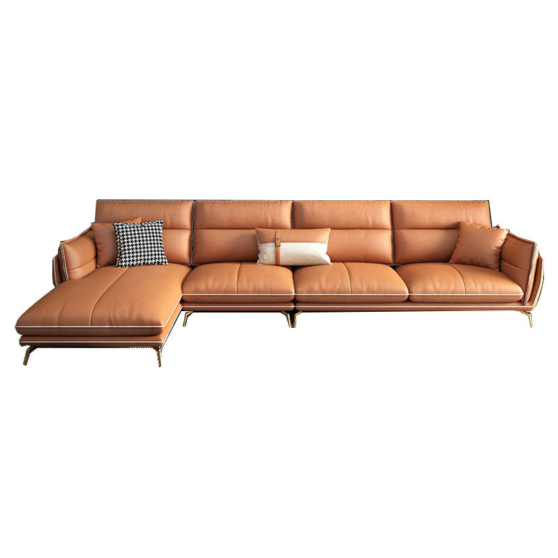 Orange Luxurious 4-seater Sectional 37.4" H Flared Arm Sectional