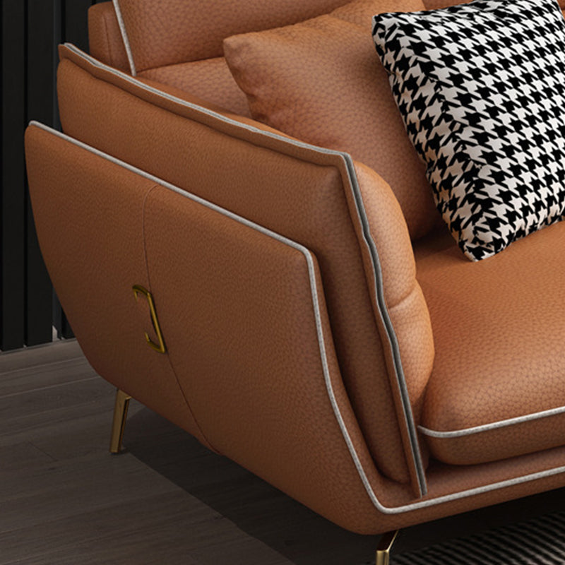 Orange Luxurious 4-seater Sectional 37.4" H Flared Arm Sectional