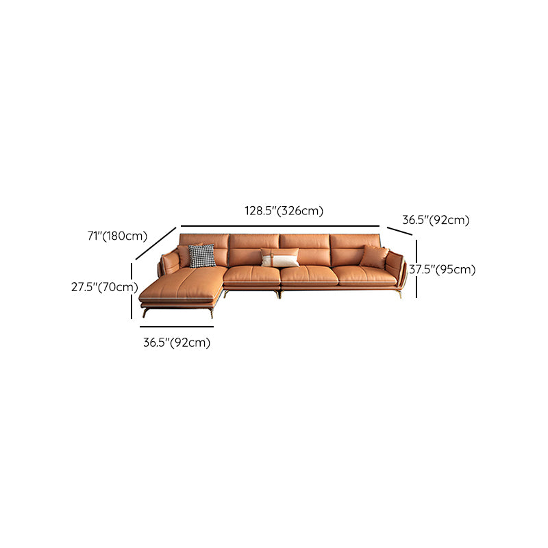 Orange Luxurious 4-seater Sectional 37.4" H Flared Arm Sectional