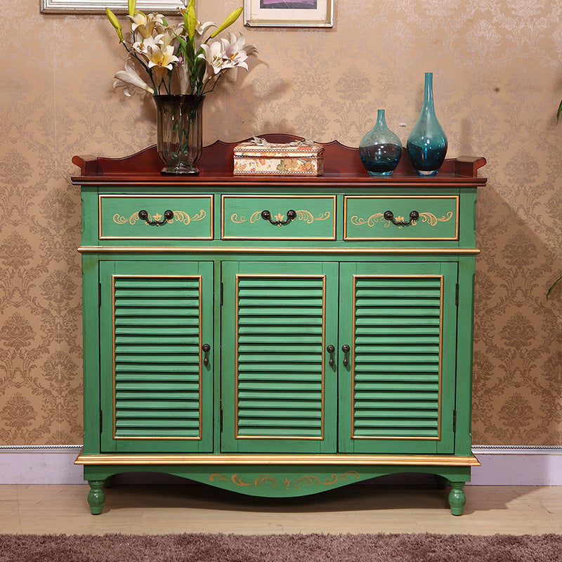 47.2" Tall 2/3 - Door Hand Painted Accent Cabinet with Drawers - Wood