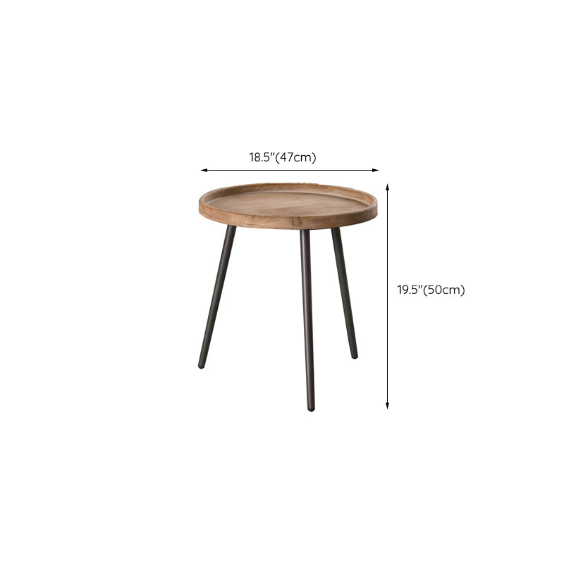 Rustic Solid Wood 3 Legs Tray Top Round Distressed Living Room Side Table