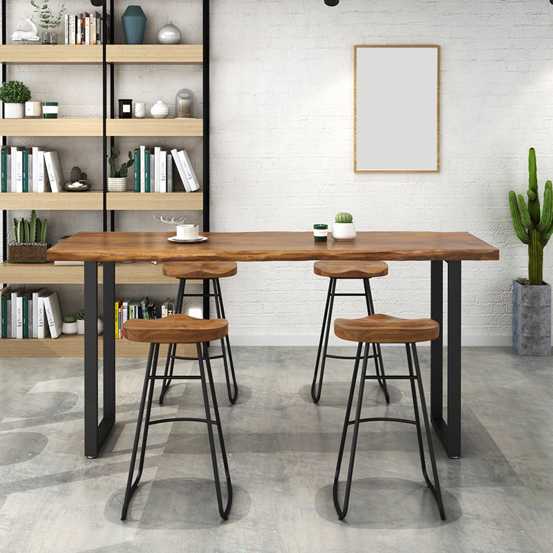 1/4/5 Pieces Industrial Rectangle Wooden Table Set Counter Table with Backless Stools