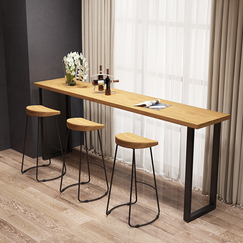 Industrial Bar Table Set 1/4/7 Pieces Solid Wood Counter Table with Backless Stools