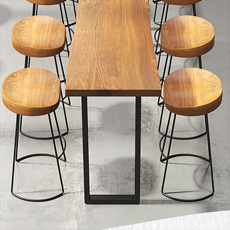 Industrial Bar Table Set 1/4/7 Pieces Solid Wood Counter Table with Backless Stools