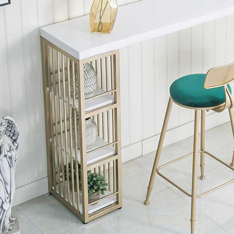 Glam Style Bar Table Set 1/3 Pieces Rectangle Bar Table with Upholstered Stools