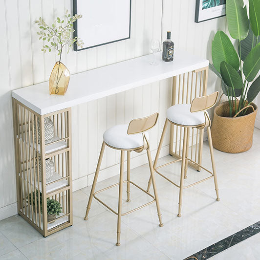 Glam Style Bar Table Set 1/3 Pieces Rectangle Bar Table with Upholstered Stools