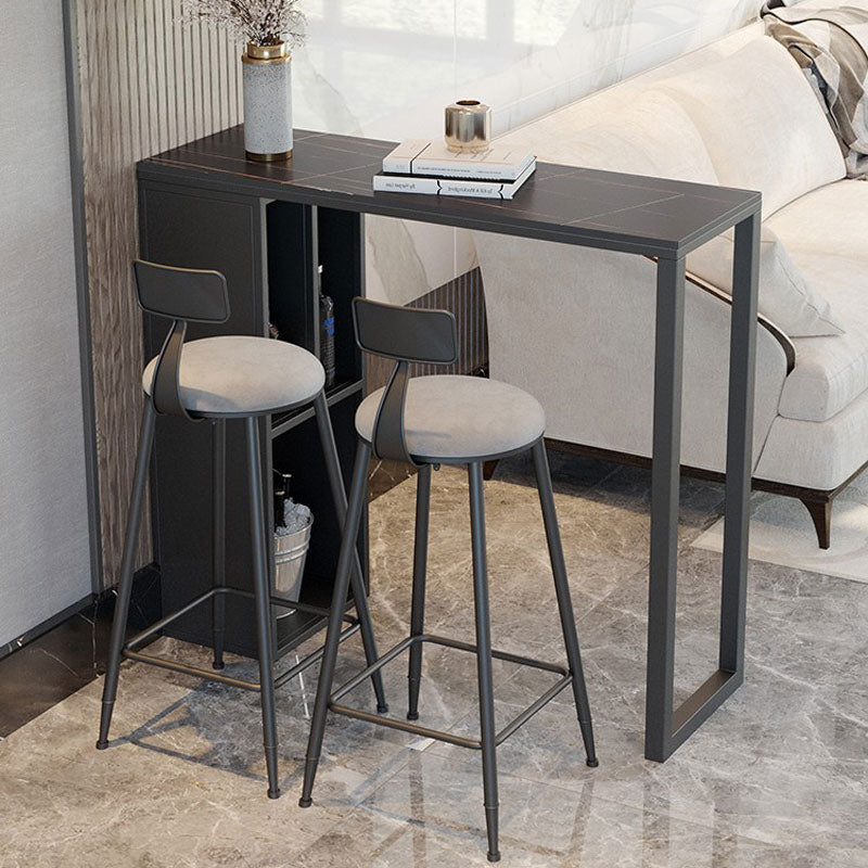 Industrial Style Bar Table Set 1/2/3 Pieces Stone Rectangle Fixed Bistro Set