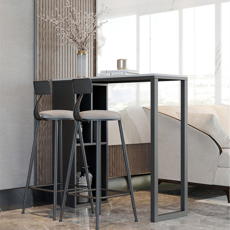 Industrial Style Bar Table Set 1/2/3 Pieces Stone Rectangle Fixed Bistro Set