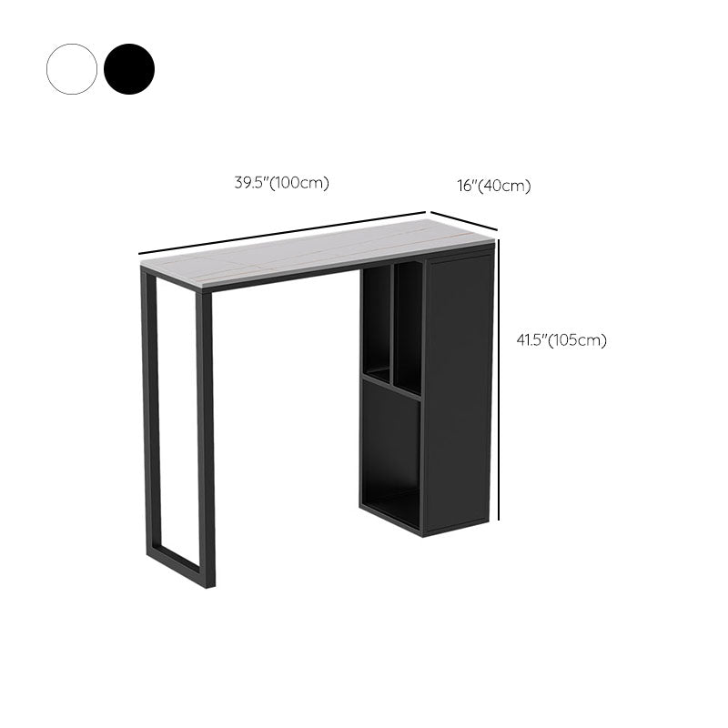 Industrial Style Bar Table Set 1/2/3 Pieces Stone Rectangle Fixed Bistro Set