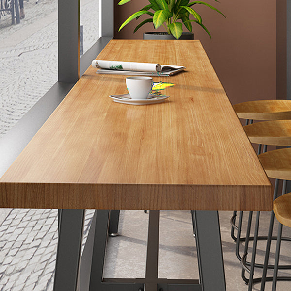 Indoor Rectangle Pub Set 1/6 Pcs Solid Wood Bar Table and Stools