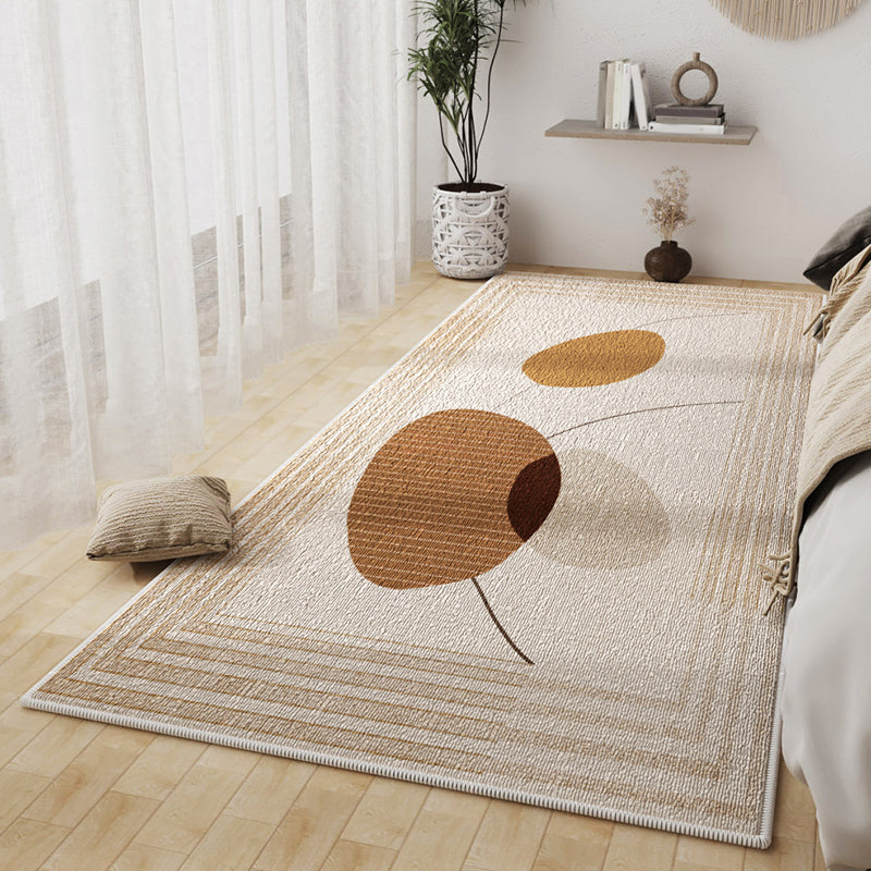 Casual Light Brown Rug Polyester Color Lump Rug Washable Rug for Home Decor