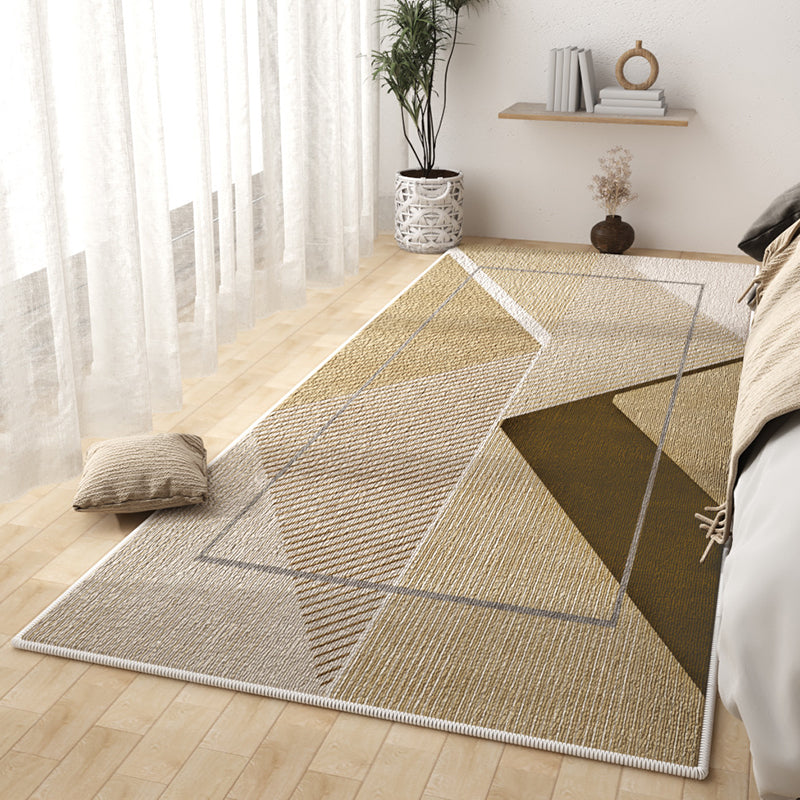 Casual Light Brown Rug Polyester Color Lump Rug Washable Rug for Home Decor