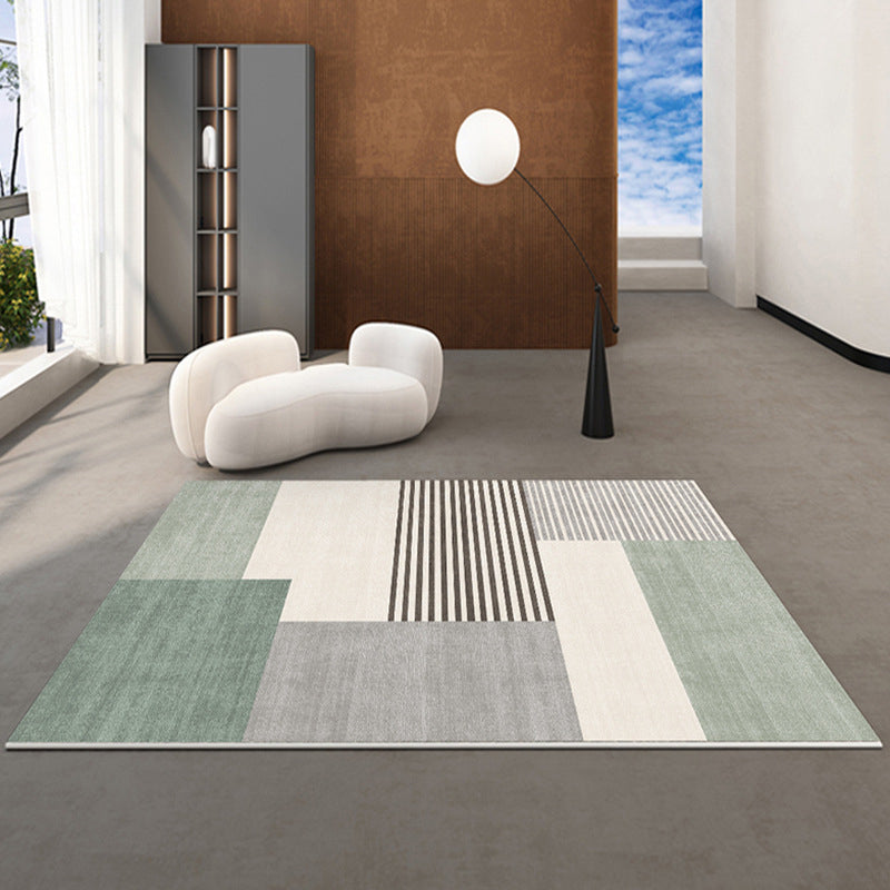 Green Modern Carpet Polyester Color Piece Carpet Stain Resistant Carpet for Drawing Room