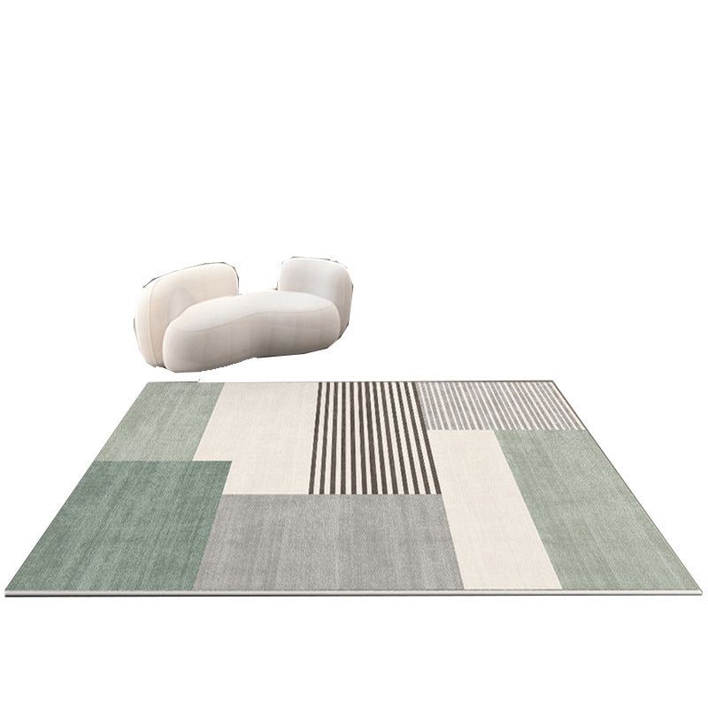 Green Modern Carpet Polyester Color Piece Carpet Stain Resistant Carpet for Drawing Room