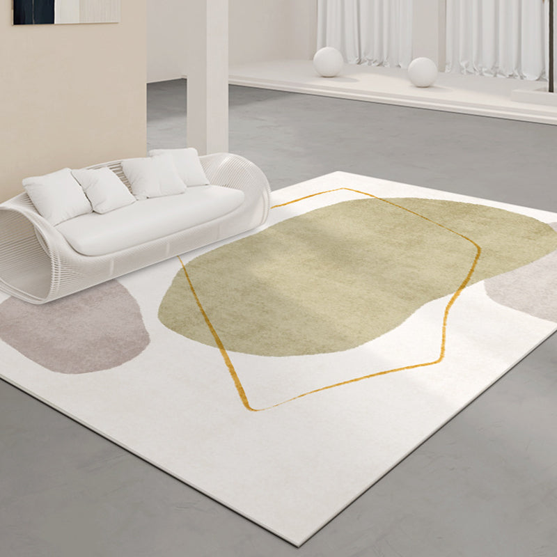 Green Modern Rug Polyester Contrast Color Rug Washable Rug for Home Decor