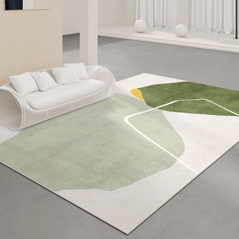 Green Modern Rug Polyester Contrast Color Rug Washable Rug for Home Decor