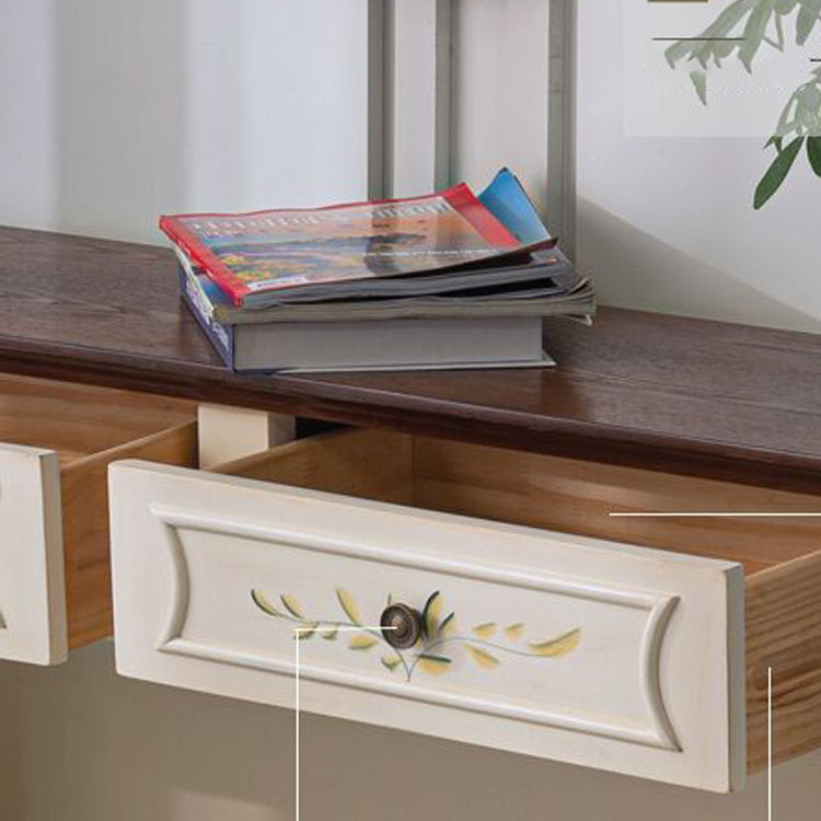 2 - Drawer Distressed Wood Cabinet 40.9" W Hand Painted Door Storage Cabinet