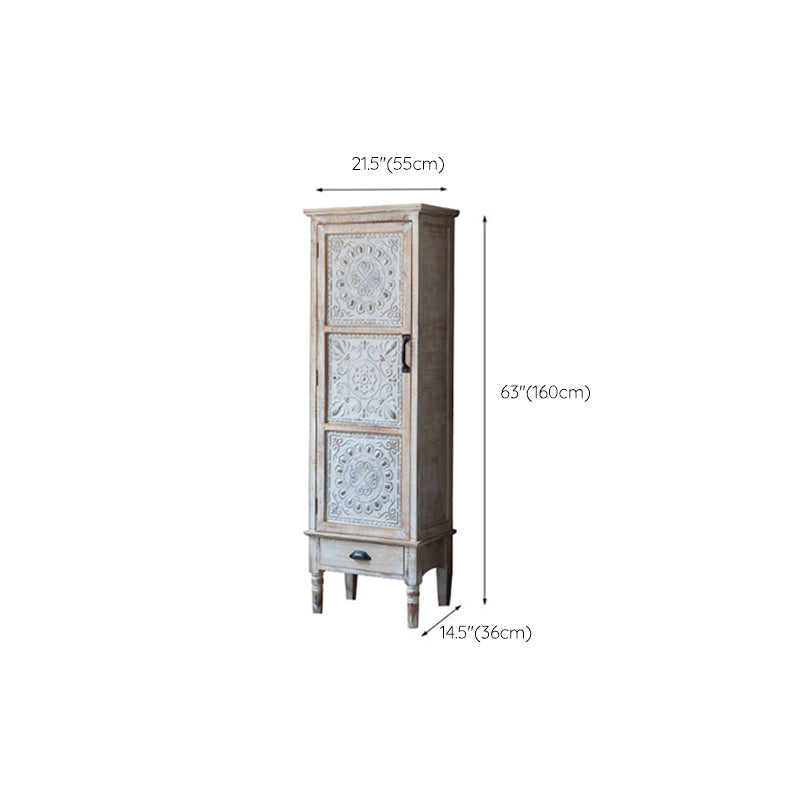 Industrial Distressed Wood Cabinet 1/2 - Drawer Solid Wood Storage Cabinet in White