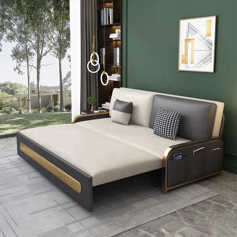 Contemporary 35.43" H Faux Leather Armless Sofa Bed For Living Room