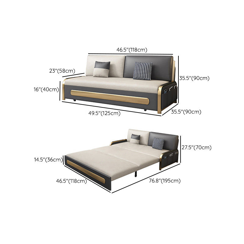 Contemporary 35.43" H Faux Leather Armless Sofa Bed For Living Room