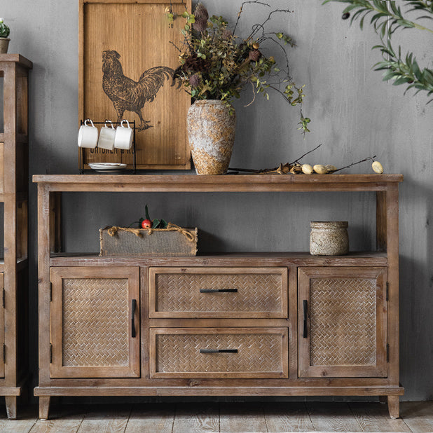Industrial Wood Drawers Included Cabinet Distressed Brown Accent Cabinet