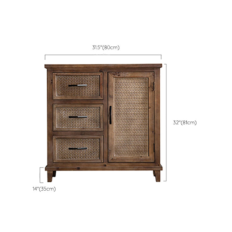 Industrial Wood Drawers Included Cabinet Distressed Brown Accent Cabinet